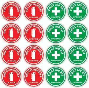 Stickers Decals Decorative 16 Round 2" Fire Extinguisher First Aid Kit on Board Vinyl Stickers Decals