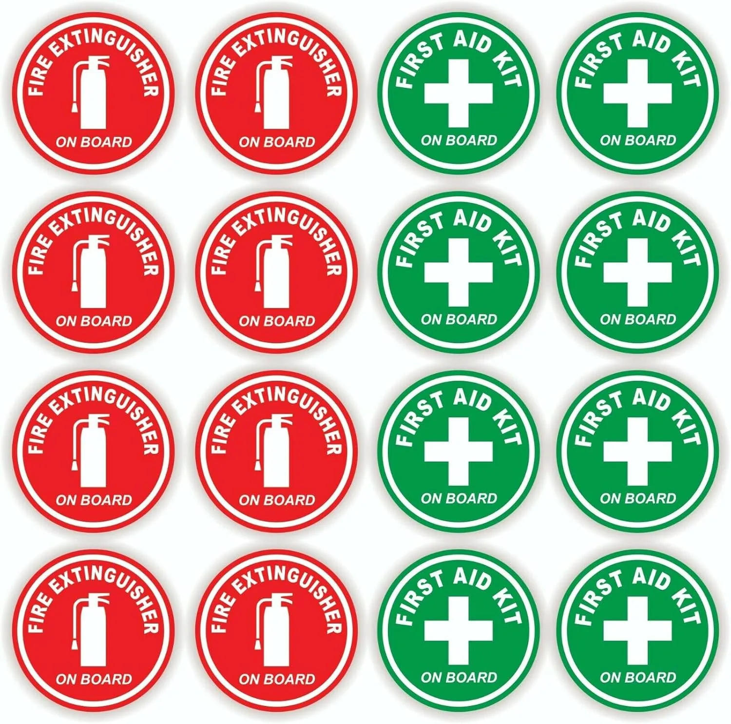 Stickers Decals Decorative 16 Round 2" Fire Extinguisher First Aid Kit on Board Vinyl Stickers Decals