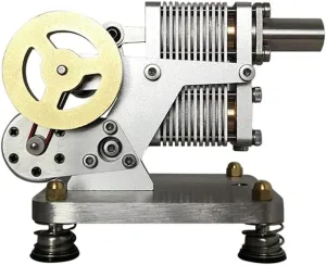 Stirling Engine Model Kit, Mini α Structure Hot-Air Engine Kit Stirling Engine Motor Model, Mechanical Metal Stirling Motor Electricity Generator 4000rpm Science Kit for Adult, Type 1