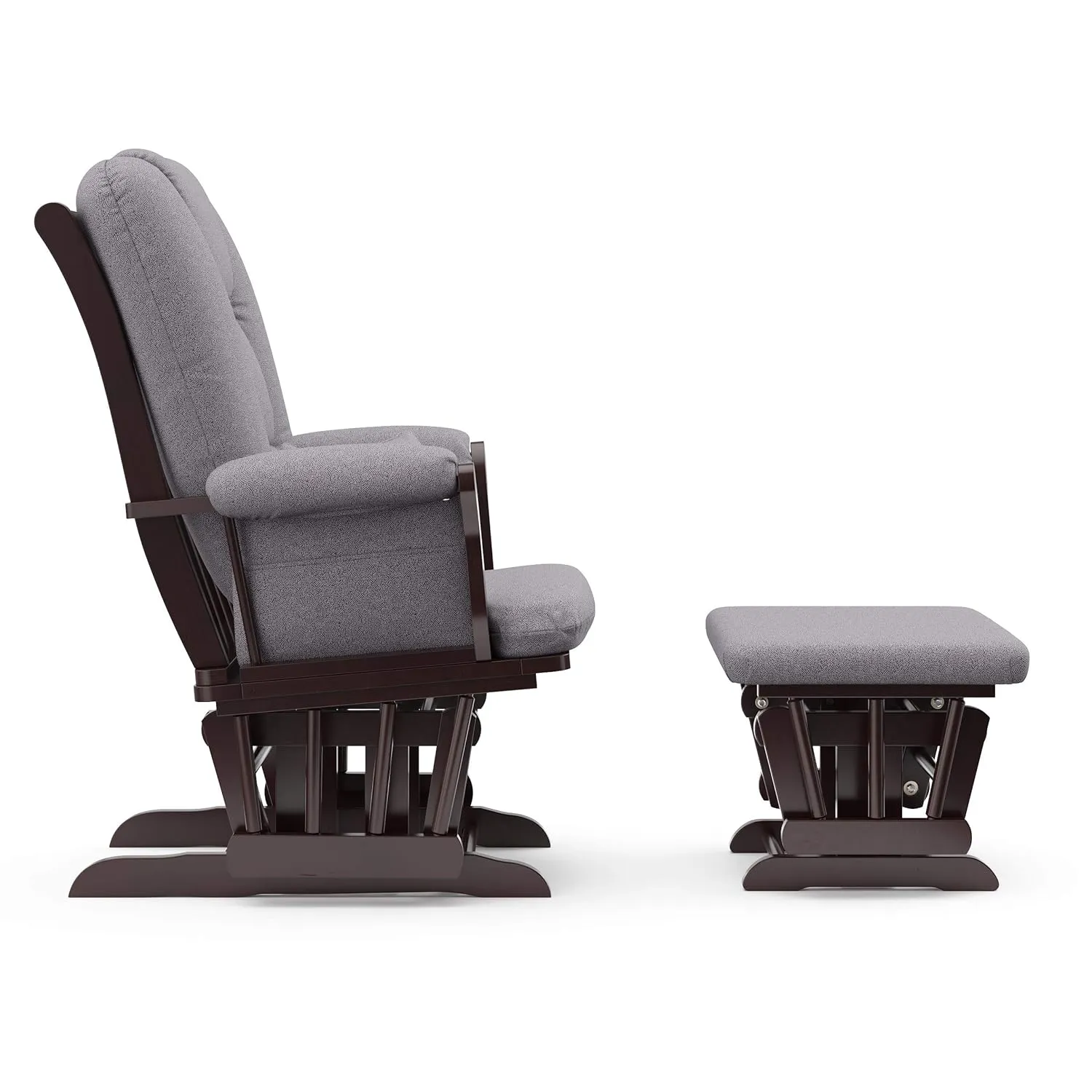 Storkcraft Tuscany Custom Glider and Ottoman with Free Lumbar Pillow (Espresso/Slate Gray Swirl) - Cleanable Upholstered Comfort Rocking Nursery Chair with Ottoman