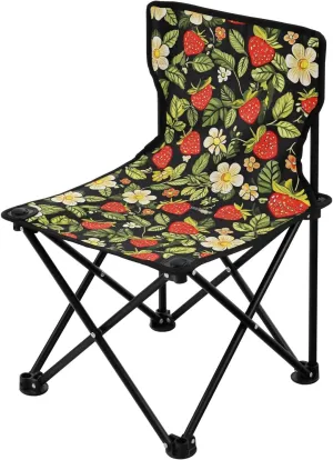 Strawberries Country Style Cartoon Style Compact Camping Chair Ultralight Backpack Chair Includes Carry Bag
