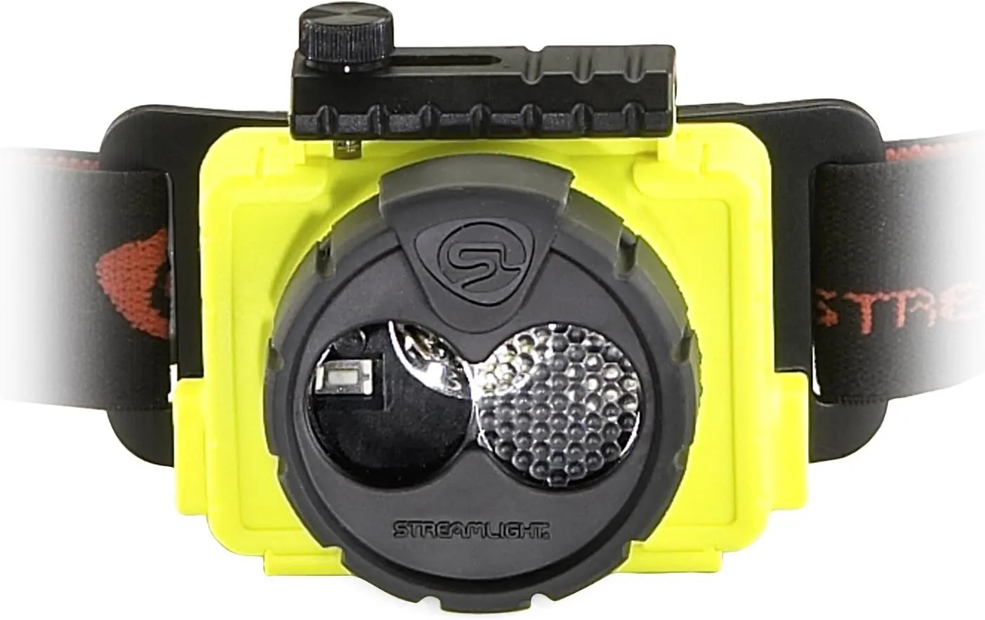 Streamlight 61602 Double Clutch USB 125-Lumen Multi-Fuel LED Headlamp with 120V AC Charging System, Elastic Head Strap, and Rubber Hard Hat Strap, Yellow