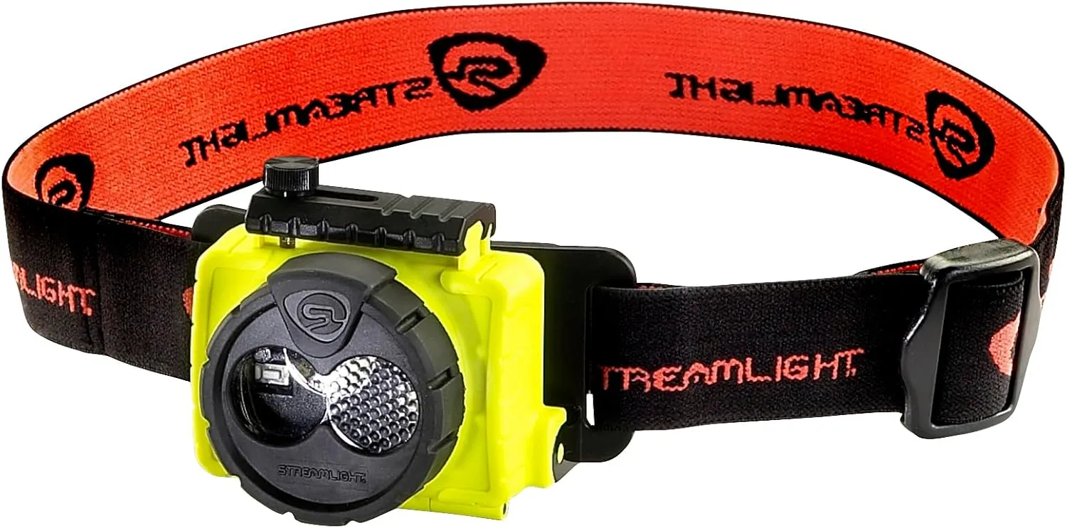 Streamlight 61602 Double Clutch USB 125-Lumen Multi-Fuel LED Headlamp with 120V AC Charging System, Elastic Head Strap, and Rubber Hard Hat Strap, Yellow