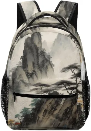 Stylish Backpack, Chinese Landscape Painting Print Durable Backpack Travel Backpack Hiking Backpack Ergonomic Backpack Comfortable Backpack, Style