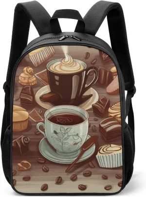 Stylish Backpack, Coffee And Sweets Sugar Chocolate Print Durable Backpack Travel Backpack Hiking Backpack Ergonomic Backpack Comfortable Backpack