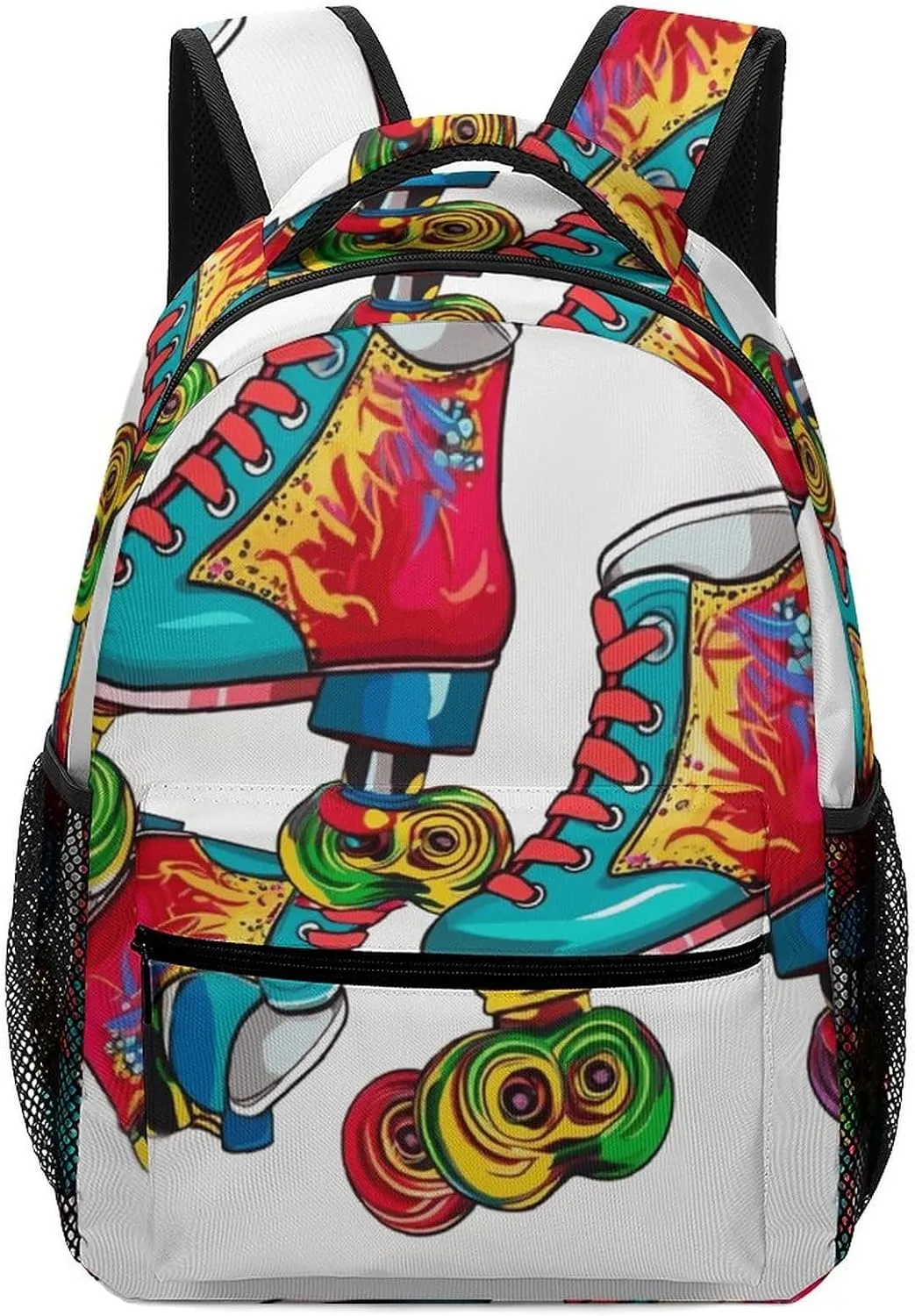 Stylish Backpack, Colorful Roller Skates Print Durable Backpack Travel Backpack Hiking Backpack Ergonomic Backpack Comfortable Backpack