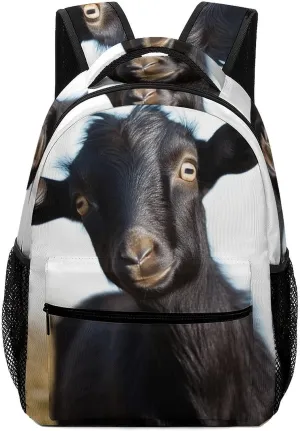 Stylish Backpack, Cute Black Goat Animal Print Durable Backpack Travel Backpack Hiking Backpack Ergonomic Backpack Comfortable Backpack, Style