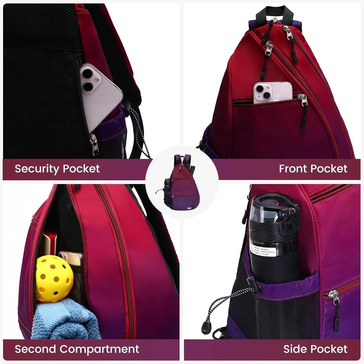 Sucipi Women's Reversible Pickleball Paddle Bag with Rackets Compartment