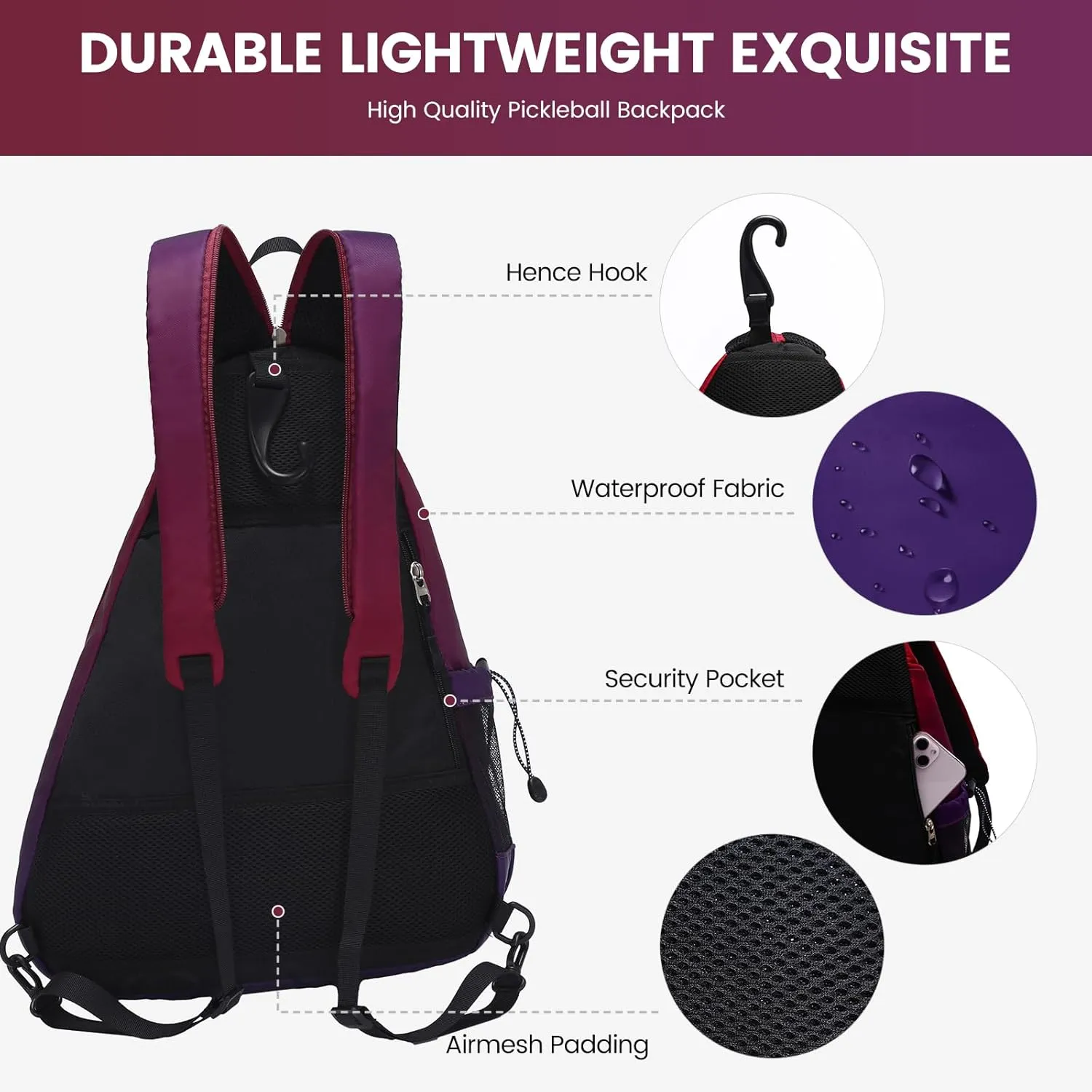 Sucipi Women's Reversible Pickleball Paddle Bag with Rackets Compartment