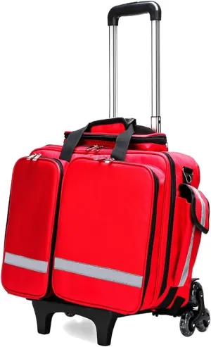 Suitable for EMT, EMS, Paramedic Wheeled Medical Trolley Bag Professional First Aid Bag with Internal Dividers, Large Capacity Portable Outdoor Waterproof Emergency First Responder Trauma Bag.,B(A)
