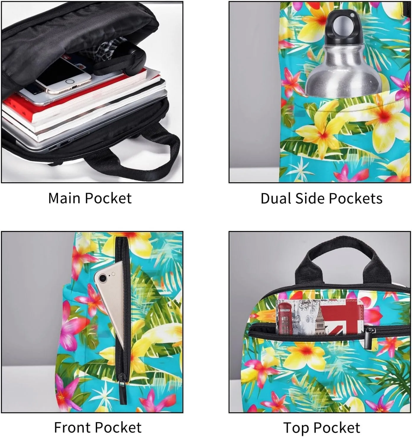 Summer Style Hawaiian Print Lightweight Backpack, Travel Bookbag College Bag,Laptop Backpack For Men Women