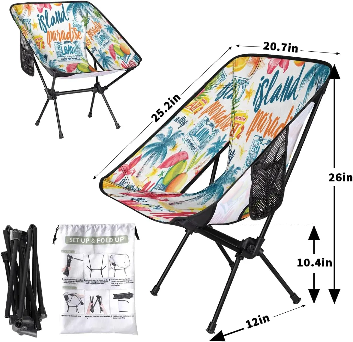 Summer Vacation Portable Camping Chair Backpacking Chair Ultra Lightweight Compact Folding Chairs for Outside Beach Picnic Hiking