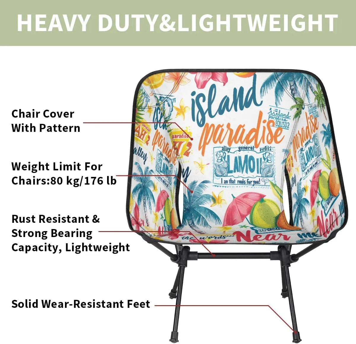 Summer Vacation Portable Camping Chair Backpacking Chair Ultra Lightweight Compact Folding Chairs for Outside Beach Picnic Hiking