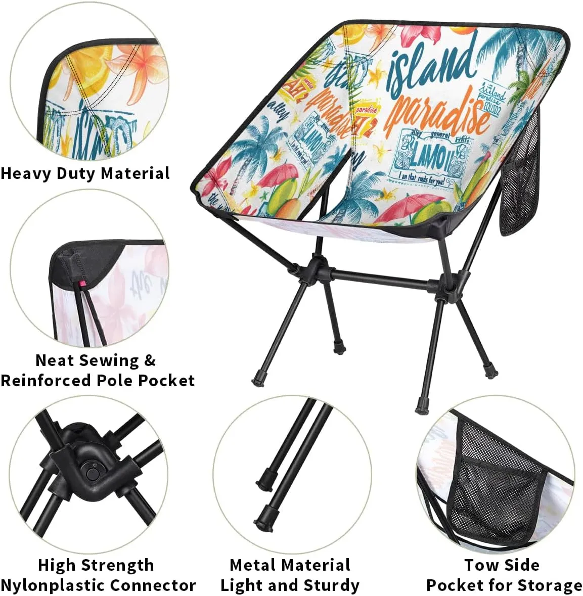 Summer Vacation Portable Camping Chair Backpacking Chair Ultra Lightweight Compact Folding Chairs for Outside Beach Picnic Hiking