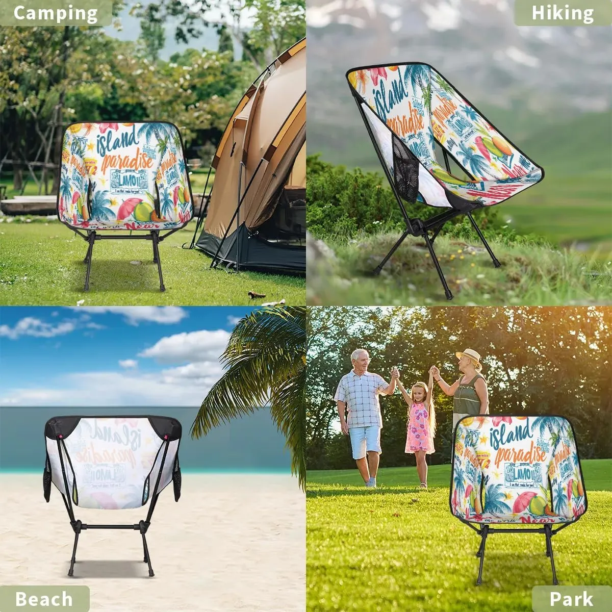 Summer Vacation Portable Camping Chair Backpacking Chair Ultra Lightweight Compact Folding Chairs for Outside Beach Picnic Hiking