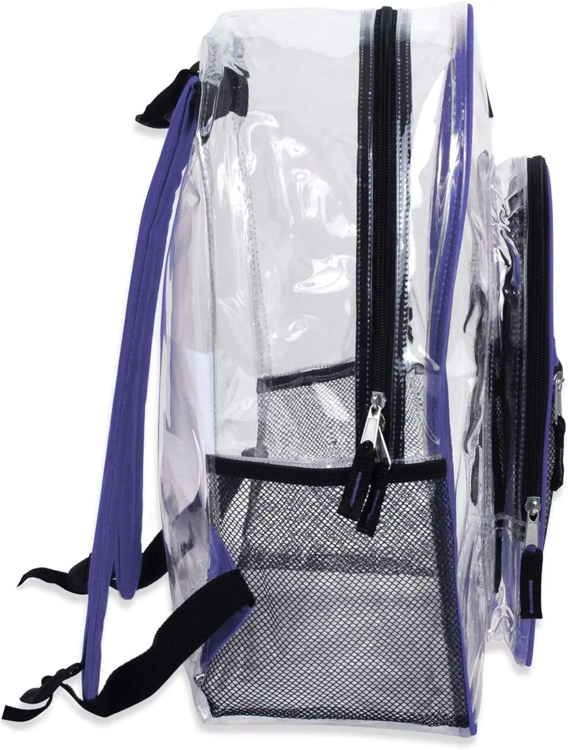 Summit Ridge Clear Waterproof Heavy Duty Stadium Approved Backpack with Mesh Pocket, Water Bottle Holding Pocket for Men and Women in Purple