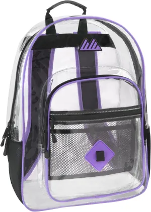 Summit Ridge Clear Waterproof Heavy Duty Stadium Approved Backpack with Mesh Pocket, Water Bottle Holding Pocket for Men and Women in Purple