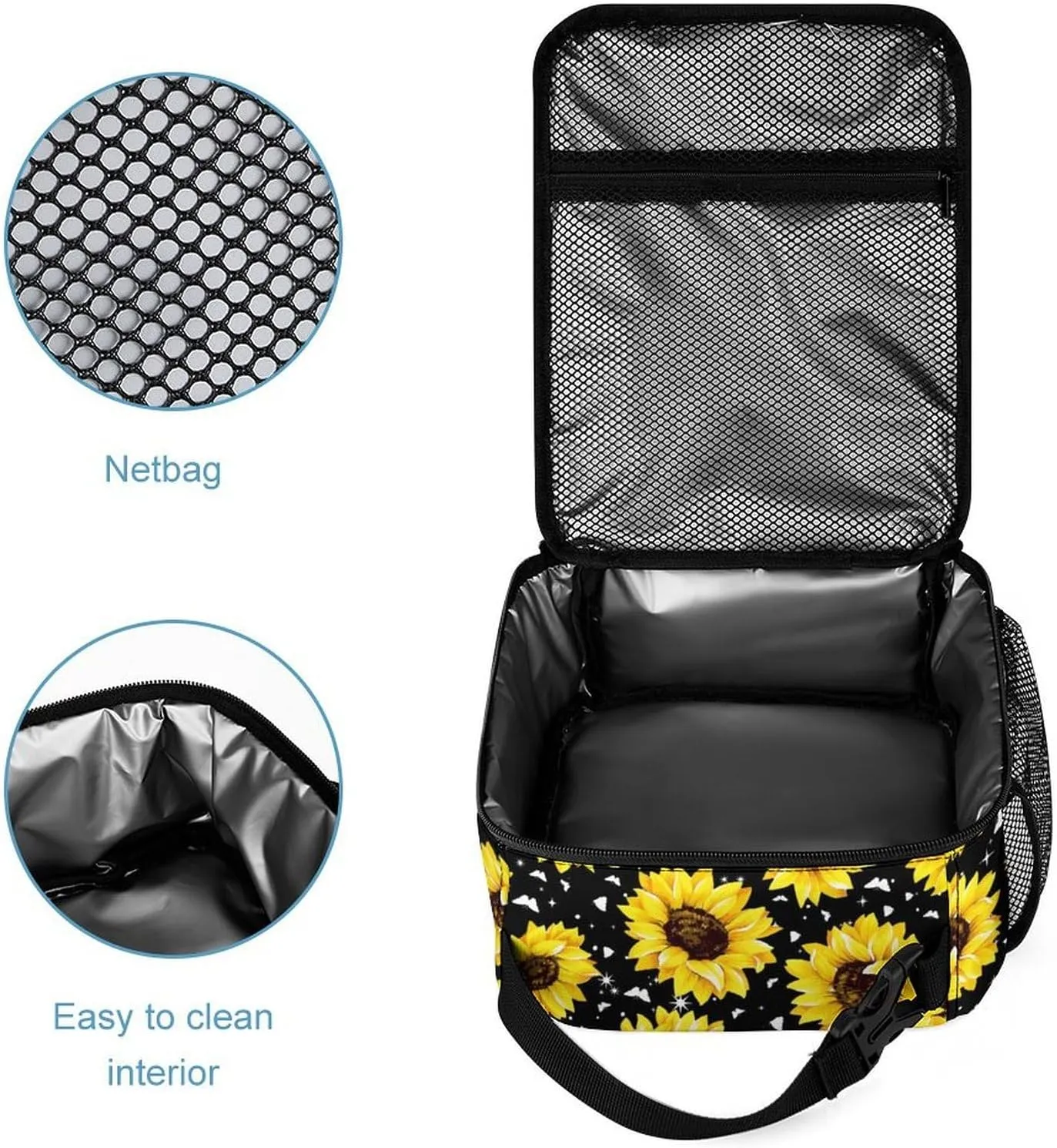 Sunflower Backpack with Lunch Box & Pencil Case for Kids Girls Boys School, 16 Inch Cute Sunflowers Bookbag, School Backpack for Students Children, Lightweight, Large Capacity