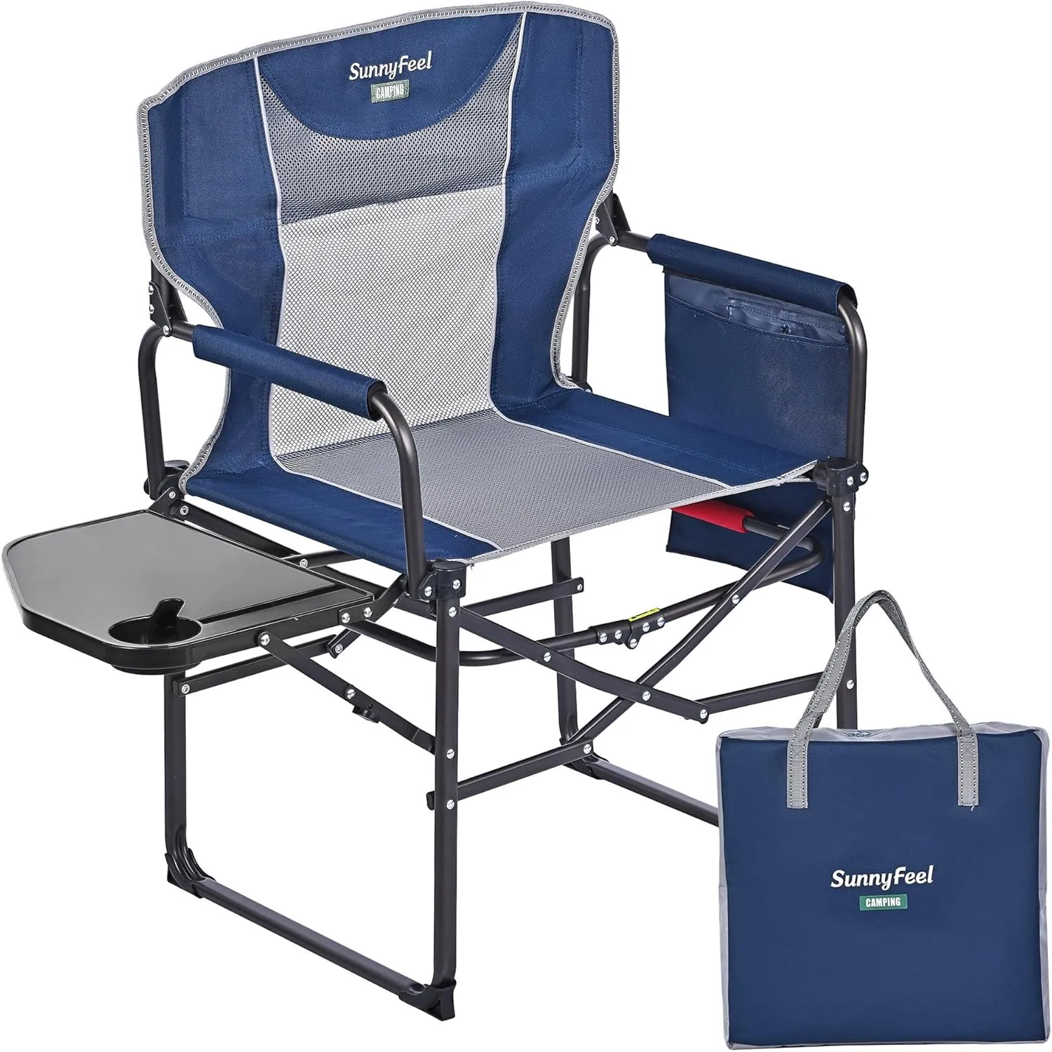 SUNNYFEEL Oversized Camping Directors Chair, Portable Folding Lawn Chairs for Adults Heavy Duty with Side Table,Pocket for Beach, Fishing,Picnic,Concert,Tailgating, Outdoor Foldable Camp Chair