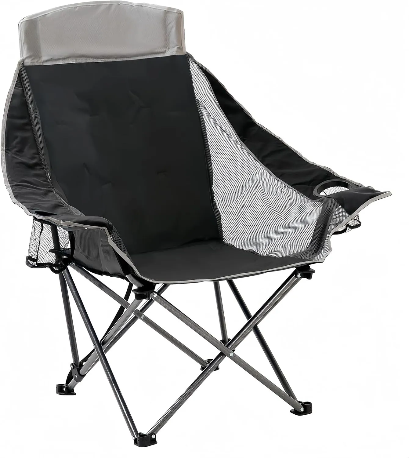 SUNNYFEEL XL Padded Oversized Camping Chair, Heavy Duty Folding Camp Chairs w/Cup Holder and Carry Bag, Portable Lawn Chairs, Foldable Outdoor Sofa for Adults, Sports, Tailgating, Beach,RVing