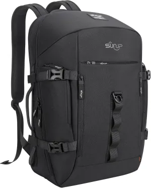 SUNUP Travel Laptop Backpack for Men Women, Large 36L Carry-on Backpack Weekender Bag, Durable Water Resistant Business Luggage Daypack Fits 17 inch Computer, Black