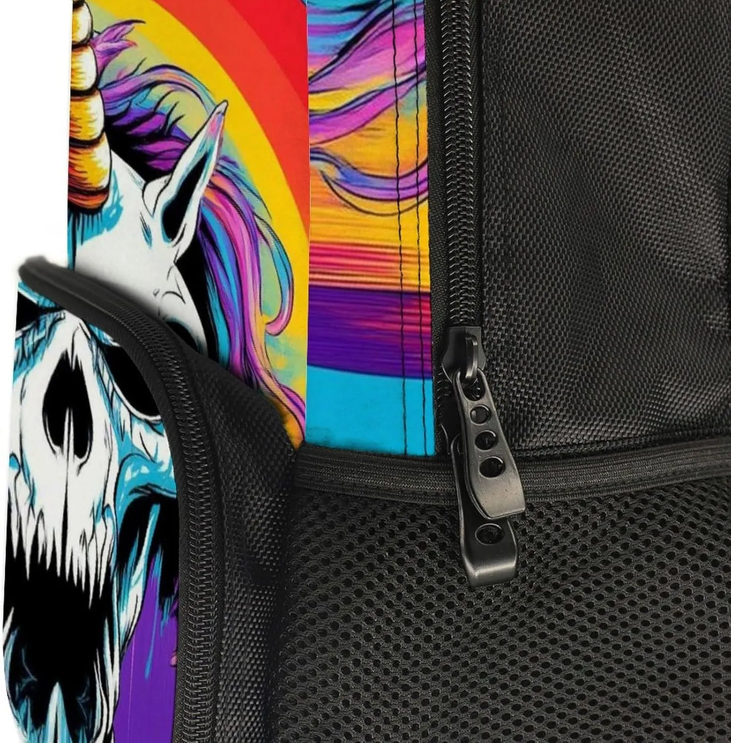 Supdreamc Adults Lightweight Halloween Rainbow Unicorns Zombie Rucksacks Large Capacity Bookbag With Adjustable Shoulder Straps for Trekking Outdoors Bicycle
