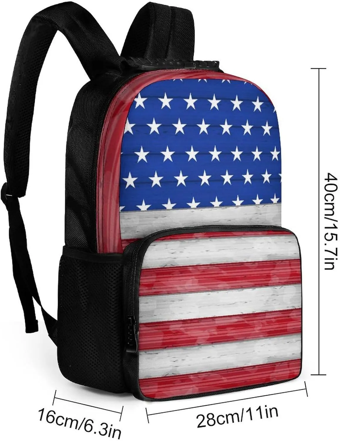 Supdreamc Adults Lightweight Red Blue White American Flag Rucksacks Large Capacity Bookbag With Adjustable Shoulder Straps for Trekking Outdoors Bicycle