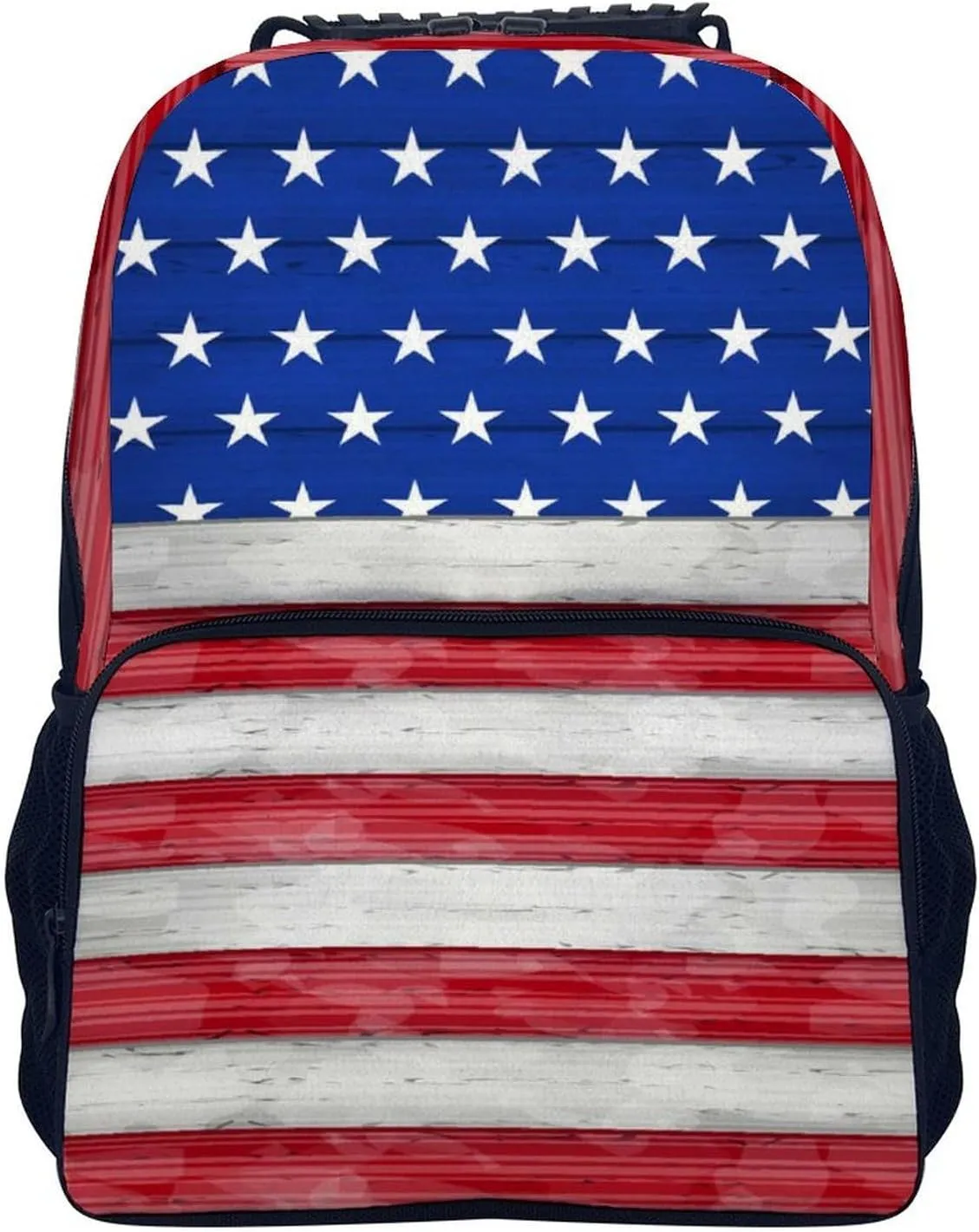 Supdreamc Adults Lightweight Red Blue White American Flag Rucksacks Large Capacity Bookbag With Adjustable Shoulder Straps for Trekking Outdoors Bicycle