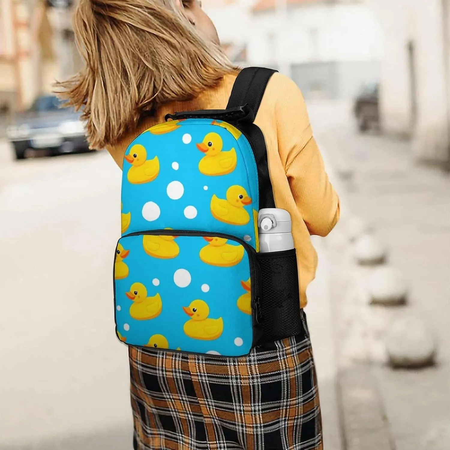 Supdreamc Adults Lightweight Yellow Rubber Duck Rucksacks Large Capacity Bookbag With Adjustable Shoulder Straps for Trekking Outdoors Bicycle