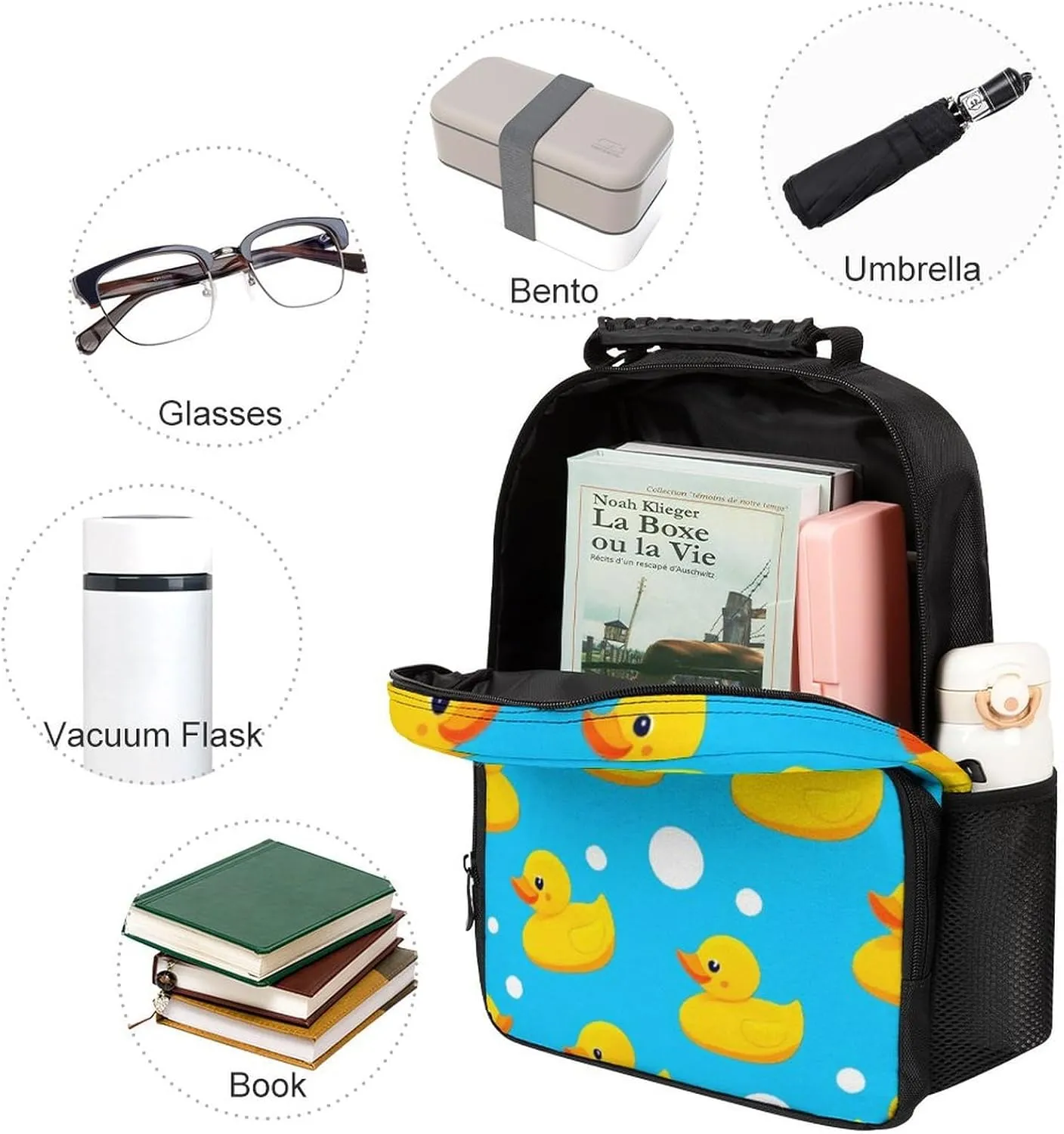 Supdreamc Adults Lightweight Yellow Rubber Duck Rucksacks Large Capacity Bookbag With Adjustable Shoulder Straps for Trekking Outdoors Bicycle