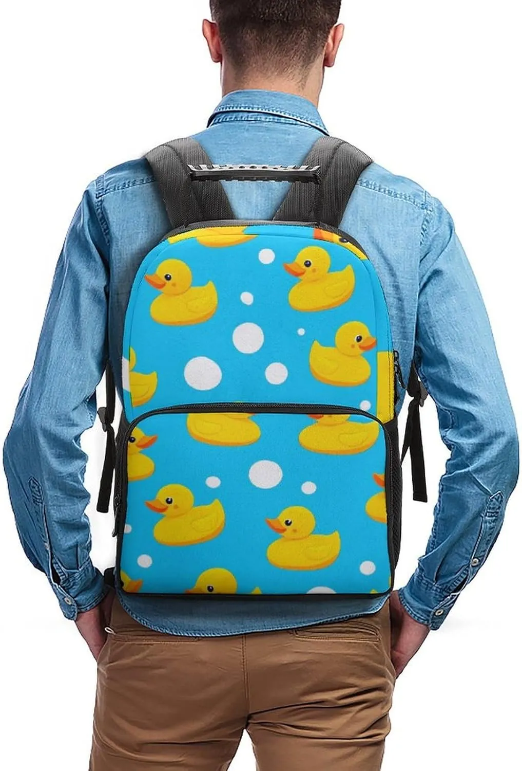 Supdreamc Adults Lightweight Yellow Rubber Duck Rucksacks Large Capacity Bookbag With Adjustable Shoulder Straps for Trekking Outdoors Bicycle