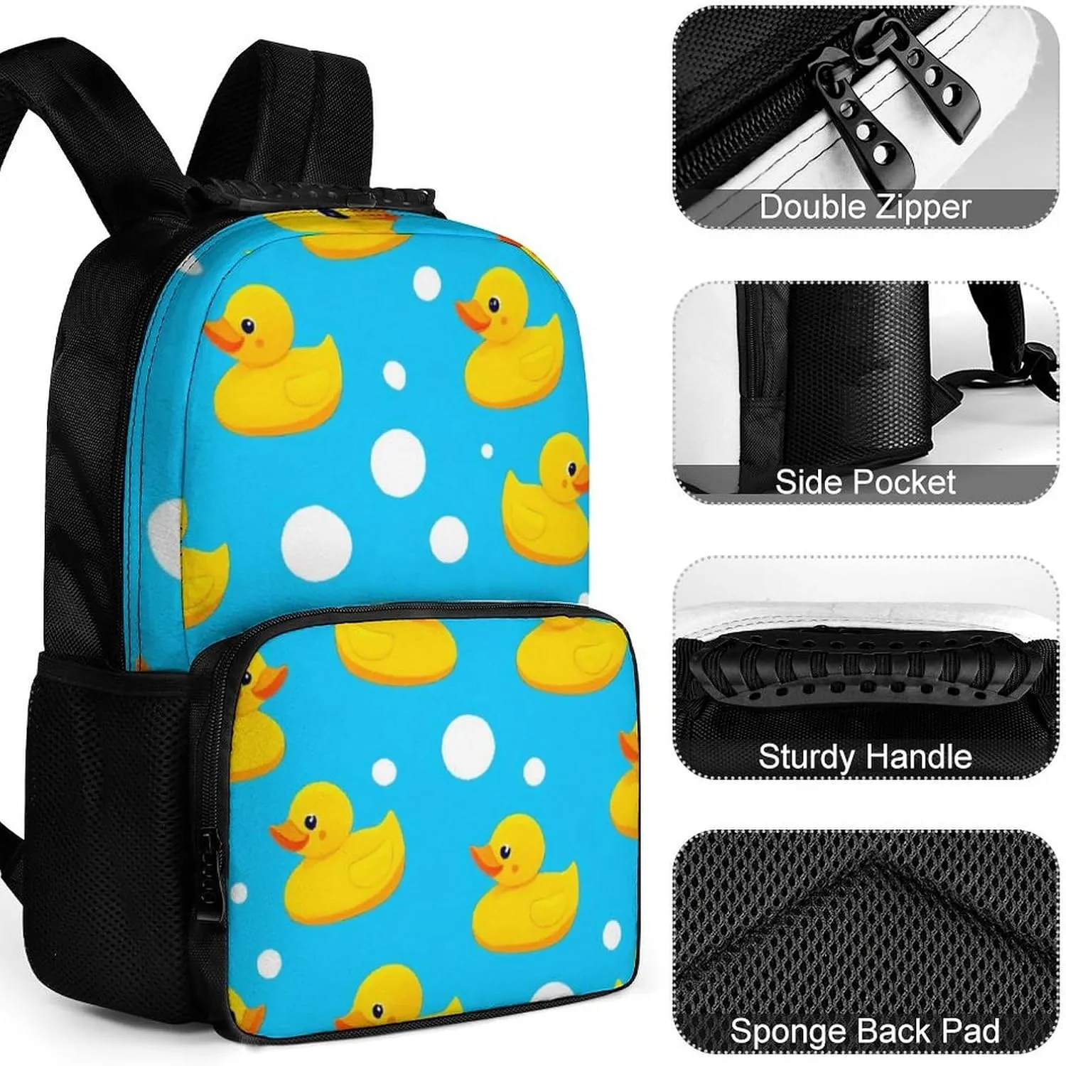 Supdreamc Adults Lightweight Yellow Rubber Duck Rucksacks Large Capacity Bookbag With Adjustable Shoulder Straps for Trekking Outdoors Bicycle