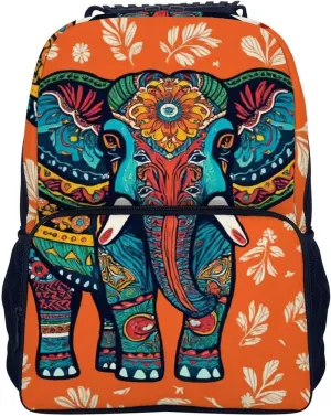 Supdreamc African Tribal Nations Elephants Art Rucksack Polyester Anti-Theft Multipurpose Carry On Bag Large Capacity Travel and Sport Backpack Rucksack With Smooth Zippers