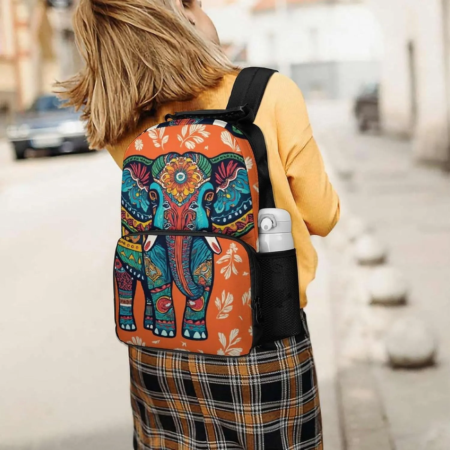 Supdreamc African Tribal Nations Elephants Art Rucksack Polyester Anti-Theft Multipurpose Carry On Bag Large Capacity Travel and Sport Backpack Rucksack With Smooth Zippers