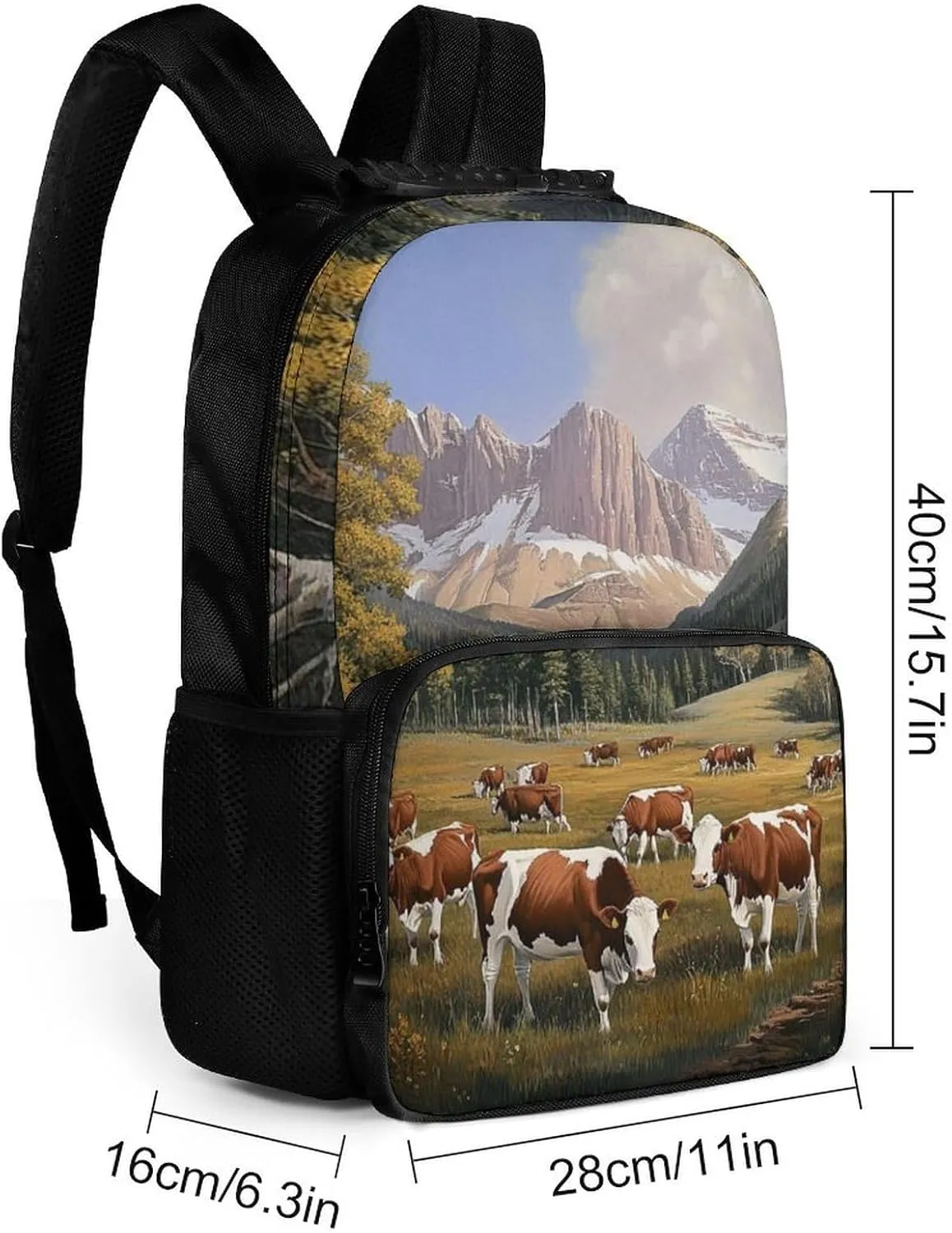 Supdreamc Animal Herefords Cattle Party Rucksacks Lightweight Multipurpose Anti-Theft Shoulder Bag Big Capacity Traveling & Camping Backpack With Side Pockets