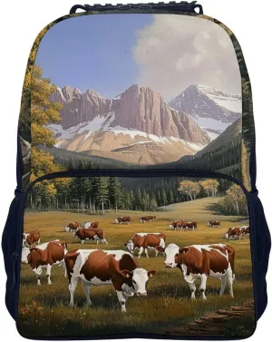 Supdreamc Animal Herefords Cattle Party Rucksacks Lightweight Multipurpose Anti-Theft Shoulder Bag Big Capacity Traveling & Camping Backpack With Side Pockets