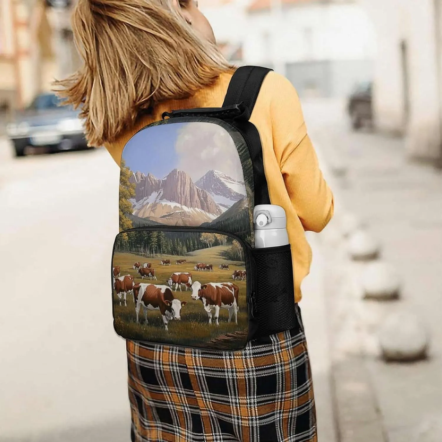 Supdreamc Animal Herefords Cattle Party Rucksacks Lightweight Multipurpose Anti-Theft Shoulder Bag Big Capacity Traveling & Camping Backpack With Side Pockets