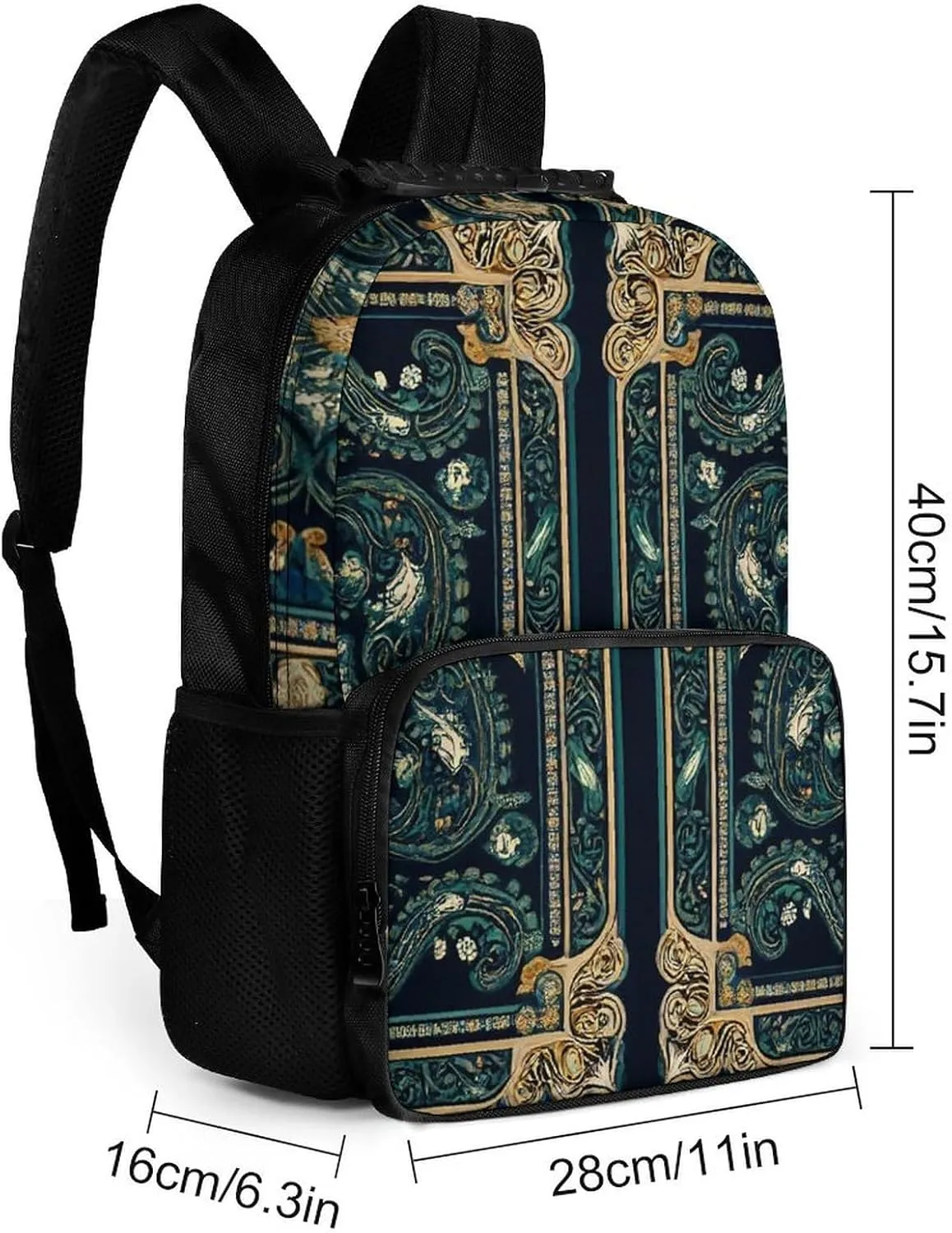 Supdreamc Boho Vintage Paisley Bandana Print Rucksack Polyester Anti-Theft Multipurpose Bookbag Big Capacity Travel and Sport Backpack Rucksack With Side Pockets