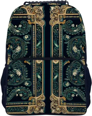 Supdreamc Boho Vintage Paisley Bandana Print Rucksack Polyester Anti-Theft Multipurpose Bookbag Big Capacity Travel and Sport Backpack Rucksack With Side Pockets
