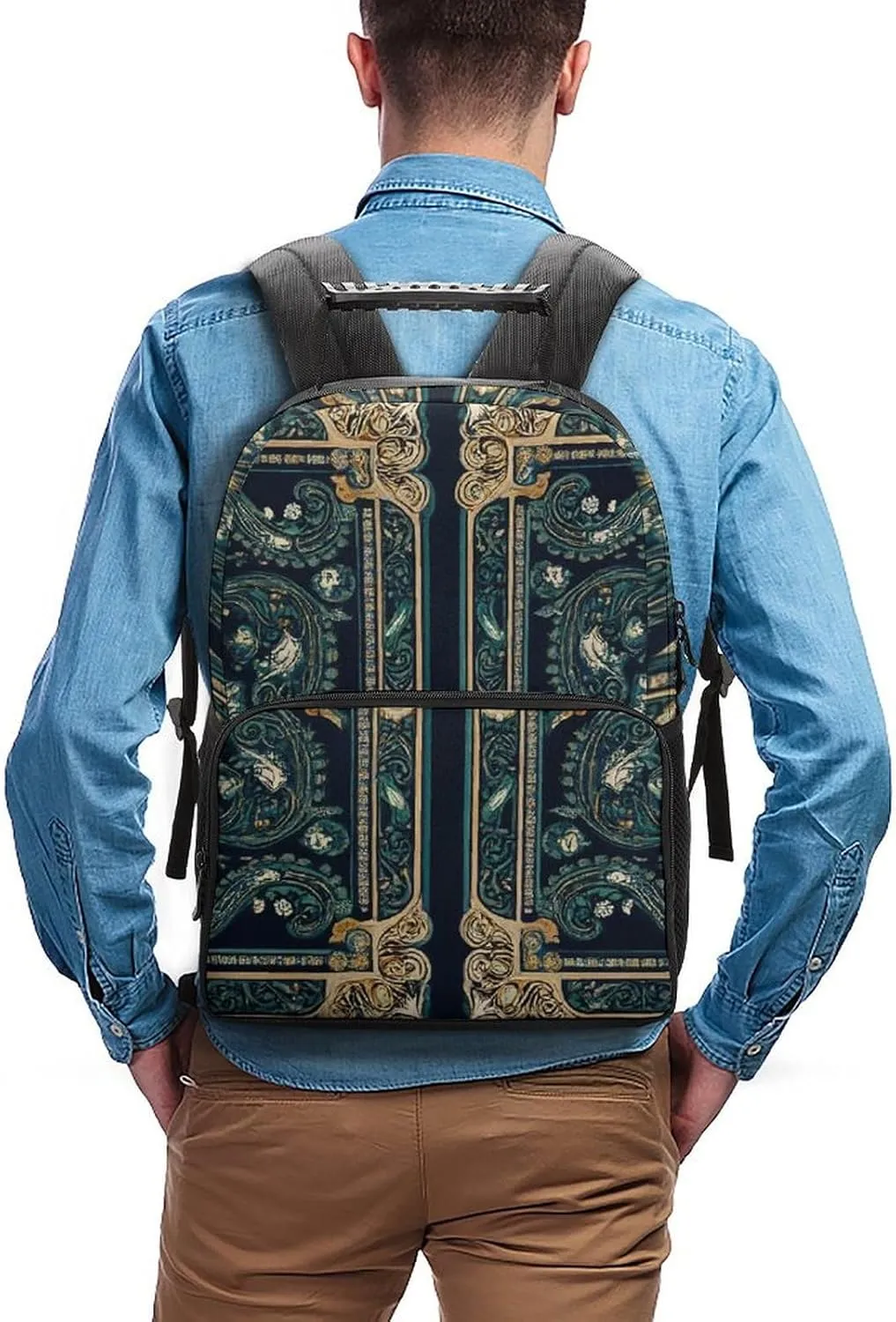 Supdreamc Boho Vintage Paisley Bandana Print Rucksack Polyester Anti-Theft Multipurpose Bookbag Big Capacity Travel and Sport Backpack Rucksack With Side Pockets