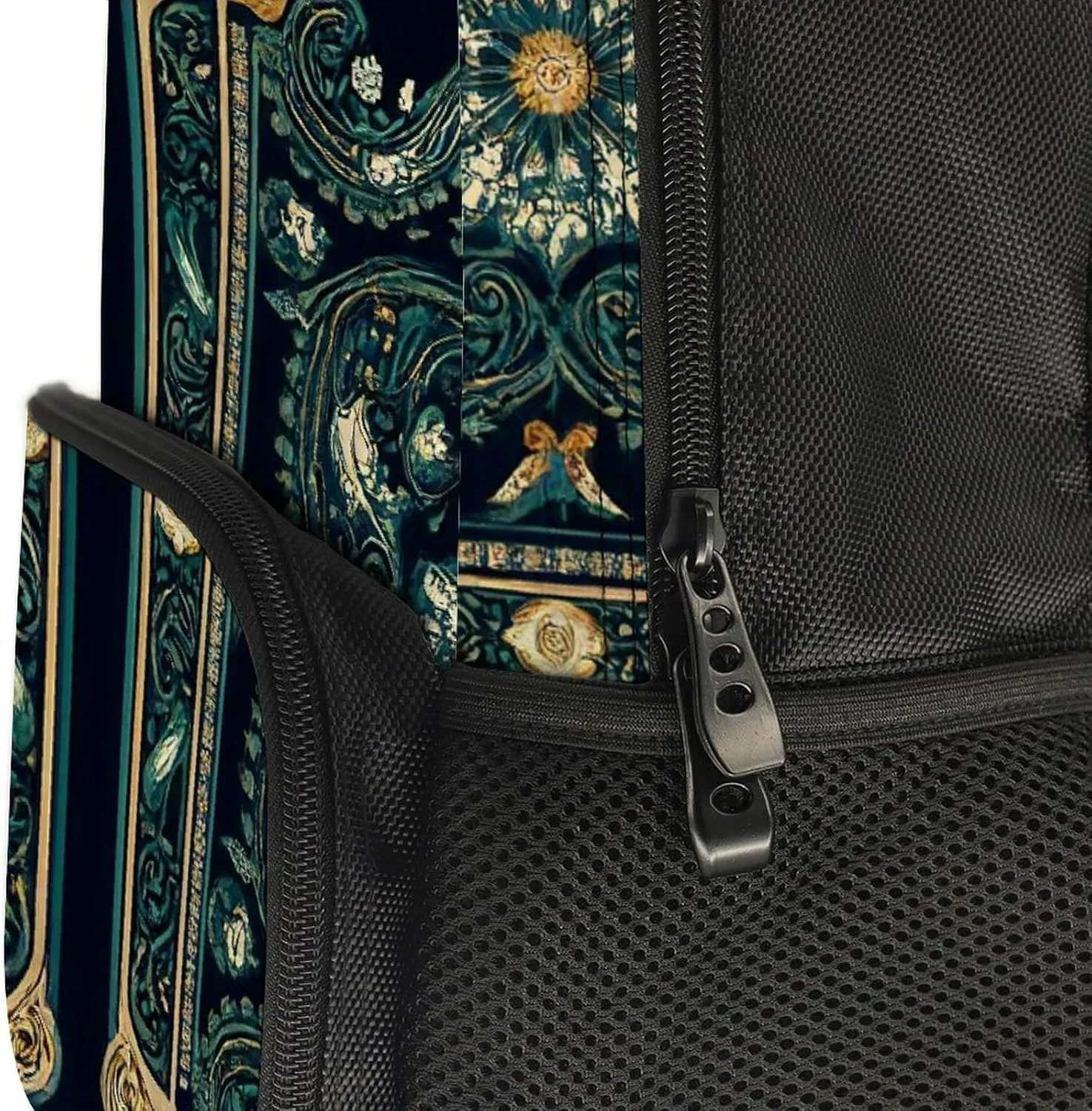 Supdreamc Boho Vintage Paisley Bandana Print Rucksack Polyester Anti-Theft Multipurpose Bookbag Big Capacity Travel and Sport Backpack Rucksack With Side Pockets