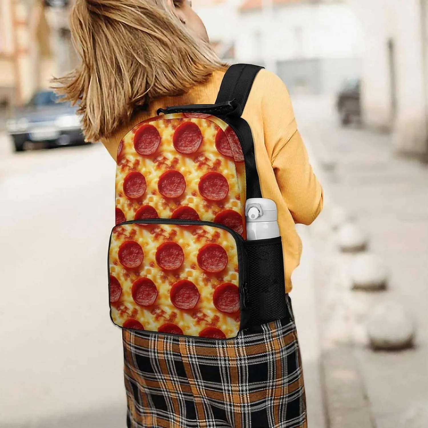 Supdreamc Lightweight Daypack Backpack for Trekking Work Running - Big Capacity Multipurpose Anti-Theft Bookbag, Pepperoni Pizza Business Computer Bag