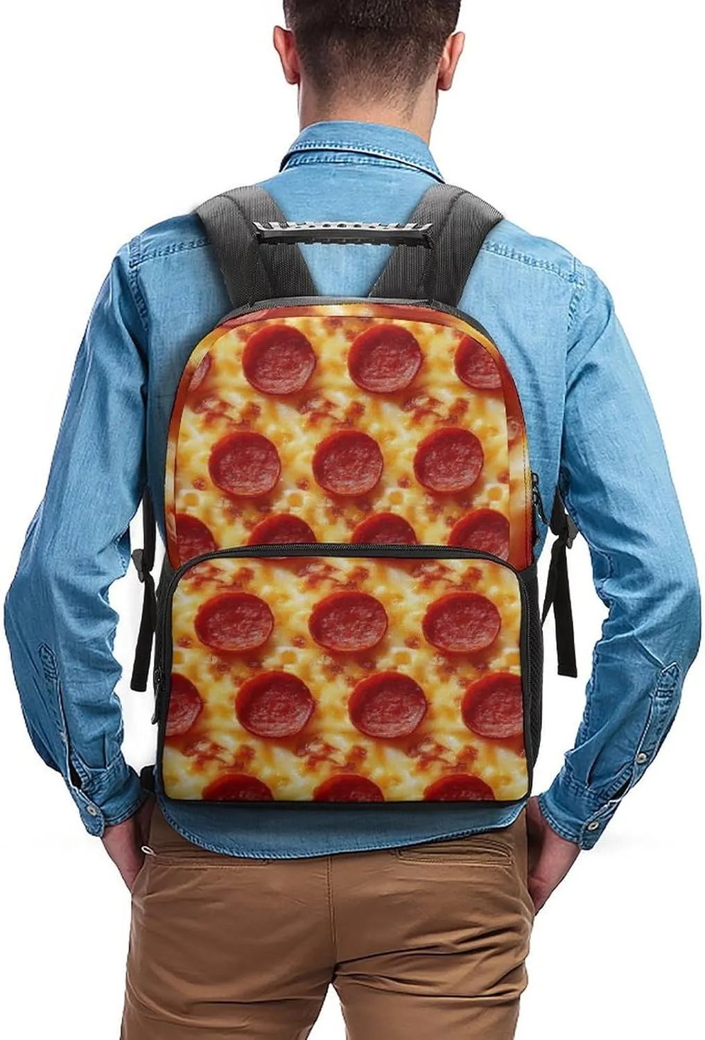 Supdreamc Lightweight Daypack Backpack for Trekking Work Running - Big Capacity Multipurpose Anti-Theft Bookbag, Pepperoni Pizza Business Computer Bag