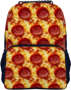 Supdreamc Lightweight Daypack Backpack for Trekking Work Running - Big Capacity Multipurpose Anti-Theft Bookbag, Pepperoni Pizza Business Computer Bag