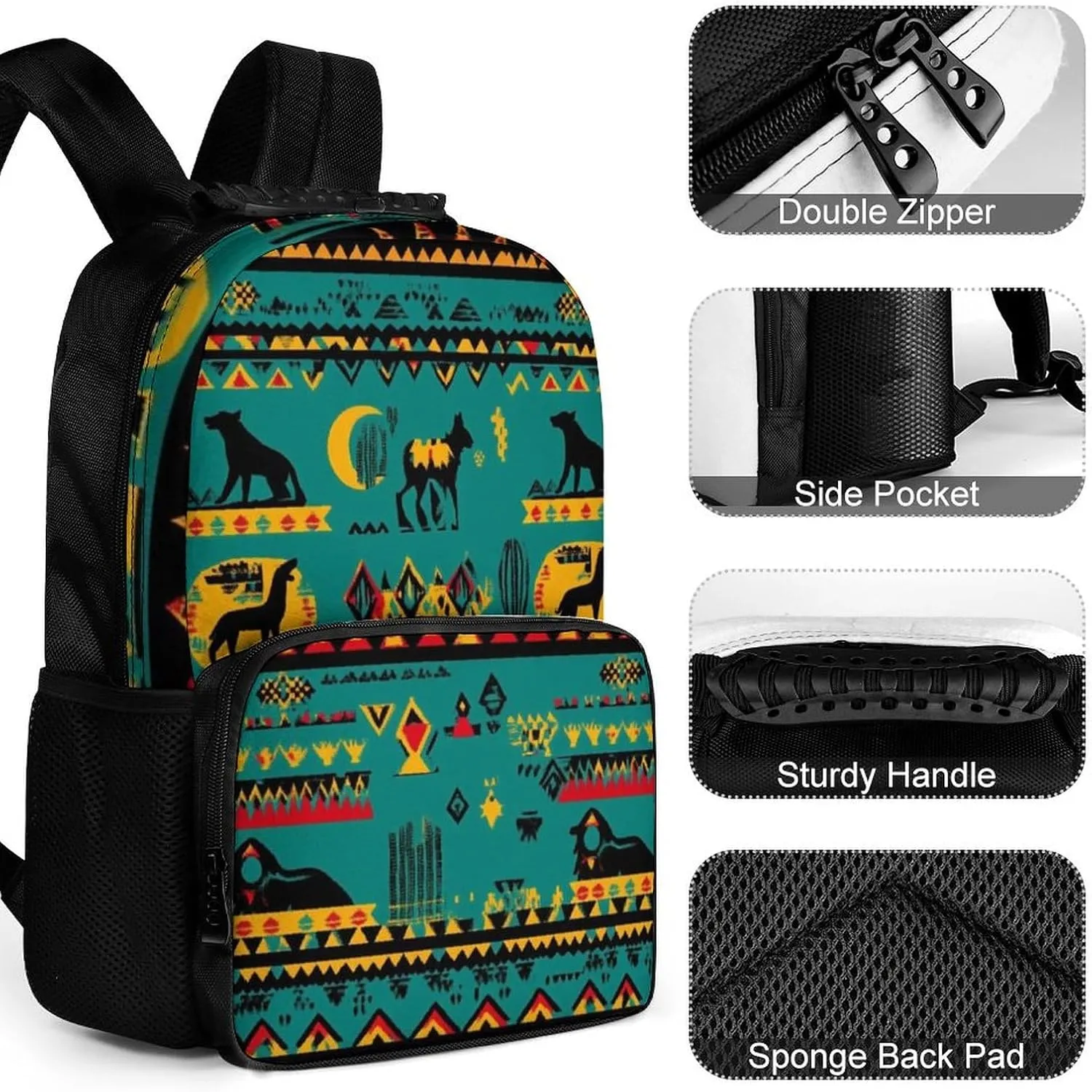 Supdreamc Lightweight Daypack Backpack for Trekking Work Running - Big Capacity Multipurpose Anti-Theft Bookbag, Southwestern Native American Business Computer Bag