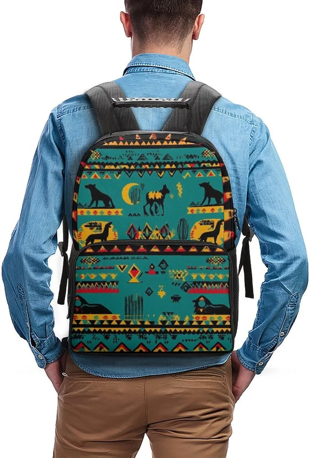 Supdreamc Lightweight Daypack Backpack for Trekking Work Running - Big Capacity Multipurpose Anti-Theft Bookbag, Southwestern Native American Business Computer Bag