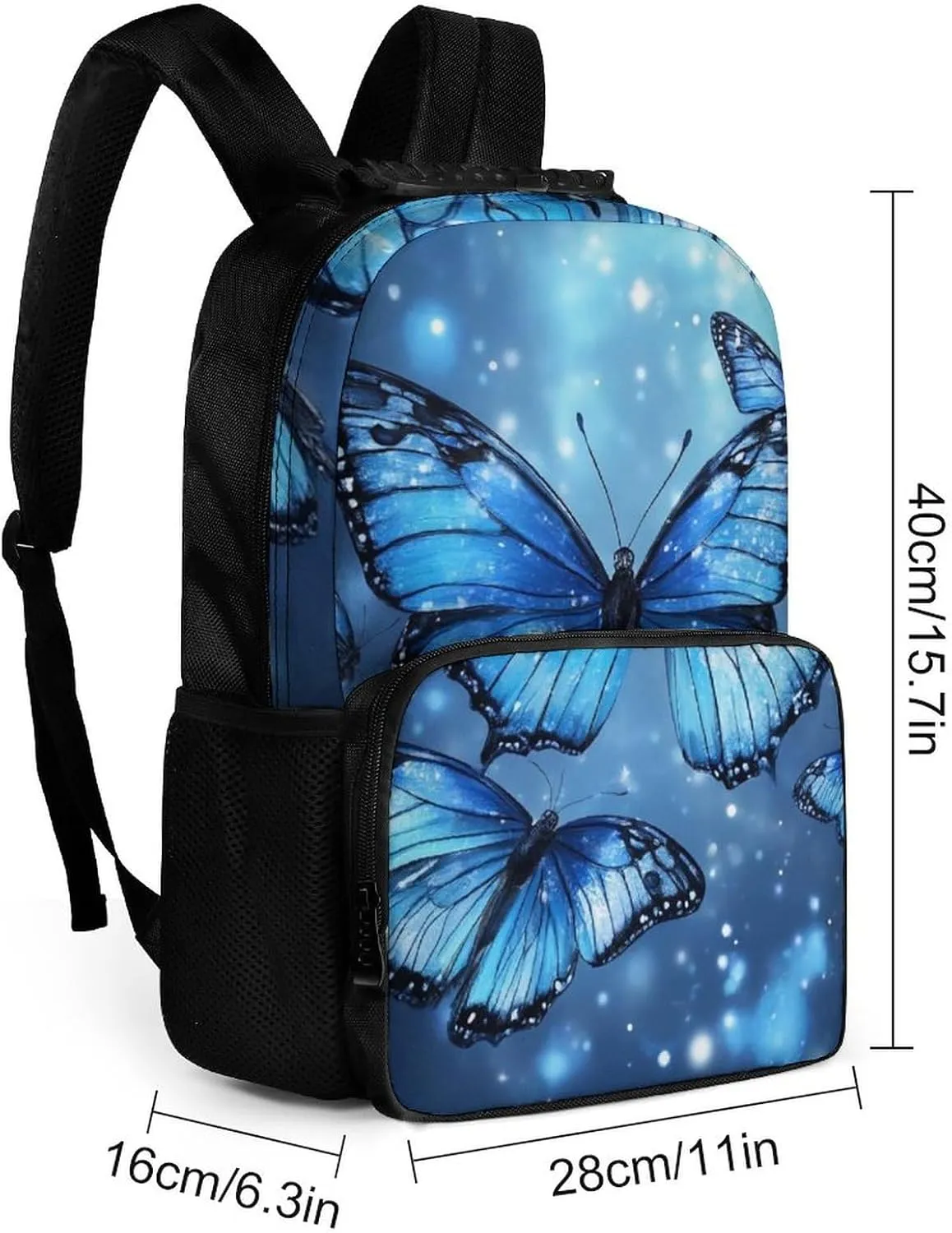 Supdreamc Lightweight Daypack for Camping Business Walking Cycling - Large Capacity Anti-Theft Multipurpose Bookbag, Sky Blue Butterfly Gym Outdoor Hiking Backpack