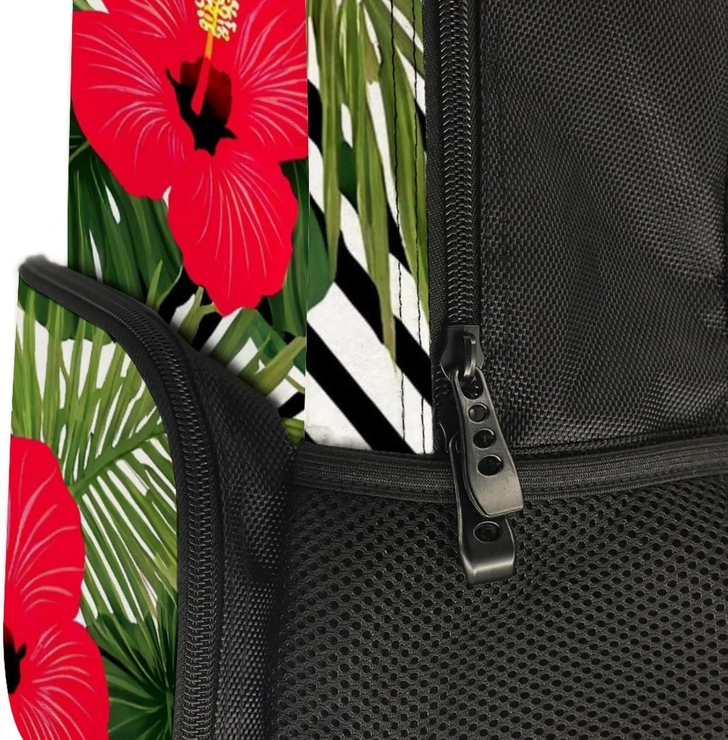 Supdreamc Lightweight Daypack for Camping Business Walking Cycling - Large Capacity Anti-Theft Multipurpose Bookbag, Tropical Palm Leaves Hibiscus Gym Outdoor Hiking Backpack