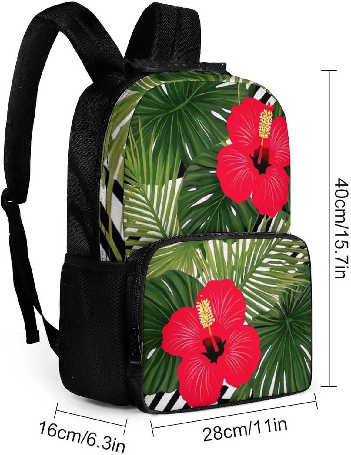 Supdreamc Lightweight Daypack for Camping Business Walking Cycling - Large Capacity Anti-Theft Multipurpose Bookbag, Tropical Palm Leaves Hibiscus Gym Outdoor Hiking Backpack