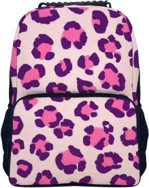 Supdreamc Lightweight Rucksacks for Camping Picnic Walking Cycling - Large Capacity Multipurpose Anti-Theft Carry On Bag, Cheetah Leopard Print Floral Pink Travel Hiking & Camping Rucksack